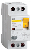 Выключатель дифференциальный (УЗО) ВД1-63 2п 80А 100мА тип AC | код. MDV10-2-080-100 | IEK